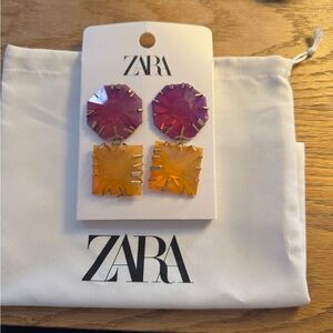 Zara Pink and Orange Geometric Earrings